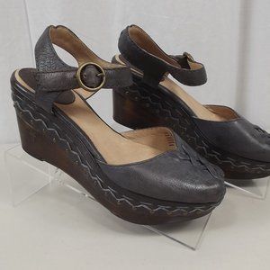 Frye Womens Sandals Blair Lace Up Size 7.5 M Gray Leather Peep Toe Shoes Open